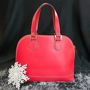 Alberta Di Canio Italian Red Hot Leather Dome Satchel